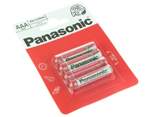 4 kusy 4x AAA BATÉRIA PANASONIC RED R3