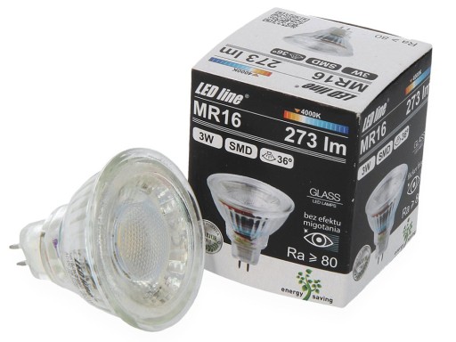 LED žiarovka MR16 3W 36' 273lm sklo denné svetlo 4000K