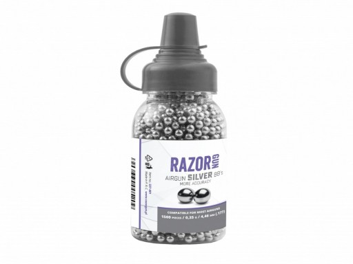 RAZOR GUN STEEL SHOT Strieborná 4,46 mm BB GULE 1500 ks.
