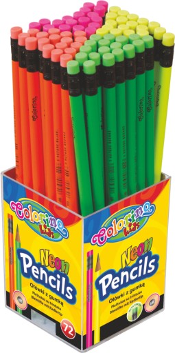 NEÓNOVÁ ceruzka s gumou, farebná škola pre deti, COLORINO HB