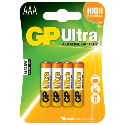 Batérie GP ULTRA ALKALINE Hight Performance LR03 AAA 1,5V - 4 ks.