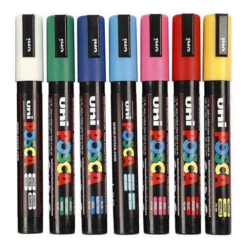 Uni popisovač s POSCA PC-5M bielou farbou 1,8-2,5mm