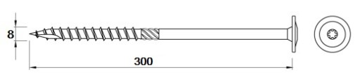SKRUTKY TESÁRSKA SKRUTKA DO DREVA 8x300mm TORX