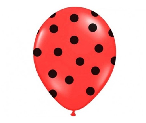 Latexové balóniky RED Black Dots Bodky BIEDRONKA Narodeniny 5 ks.