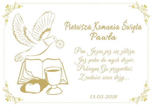 Oblátka na tortu Sväté prijímanie A4 Meno Dátum
