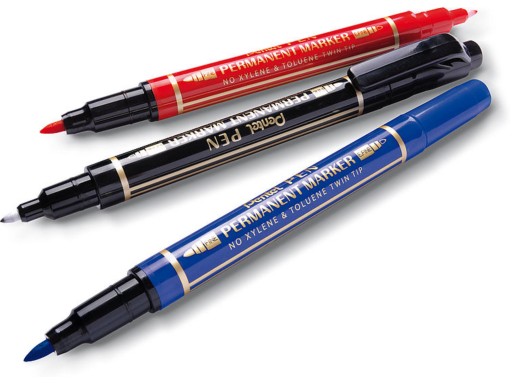 Pentel N75W čierny obojstranný permanentný popisovač