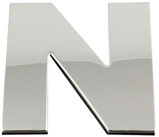 NÁLEPKA ZNAK CHROME 3D ČÍSLO PÍSMENO PÍSMENO PÍSMENO N