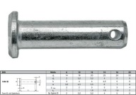 Oceľový čap s otvorom DIN 1444 B, pozinkovaný 12x50