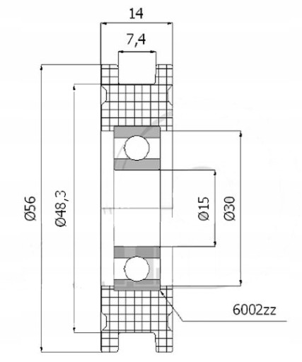 56mm plastový profilovaný kotúč C56/7Ł/15