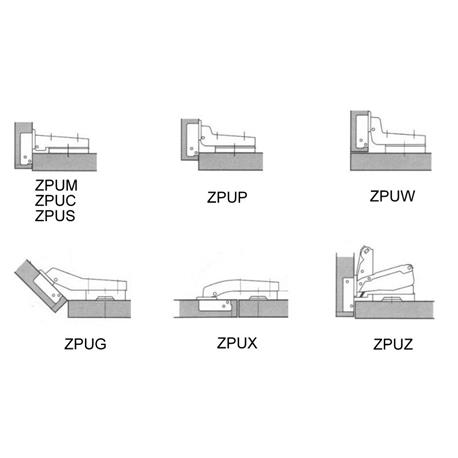 ZPUW skrytý nábytkový pánt 35 x 1 mm 90 stupňov