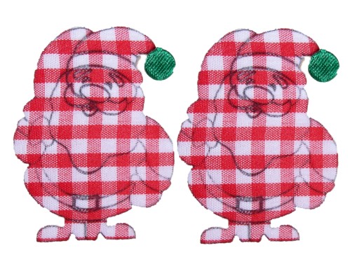 Ozdobné nášivky Santa Claus kockovaný 3cmx4cm Červená