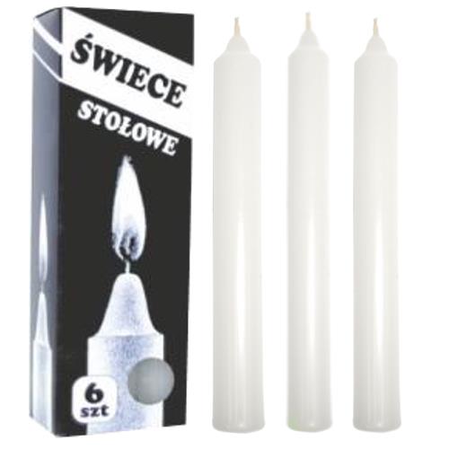STOLNÉ SVIEČKY BISPOL 6KS, BIELE, tradičné, známe