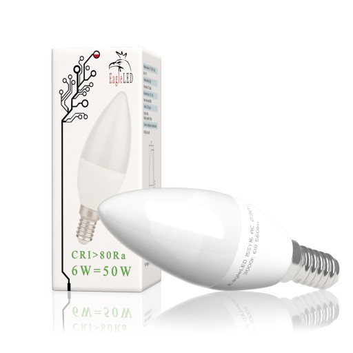 LED žiarovka na sviečku E14 C37 6W=50W teplá CCD EL