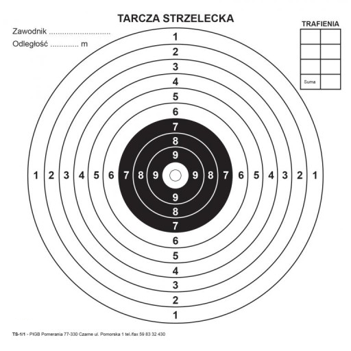 Sada streleckých terčov 14x14 cm, čierny stred, 100 ks.