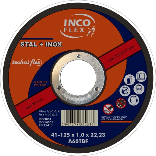 INOX oceľový rezací kotúč 125x1 INCO FLEX na kov