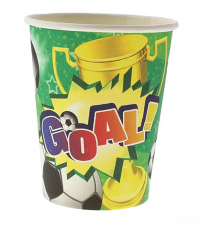 Papierové poháre FUTBALOVÝ CIEĽ! Futbalová narodeninová párty 270ml 6ks.