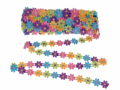 ČIPKOVÁ STUHA - VEĽKÉ FAREBNÉ KVETY 2,7cm - 08