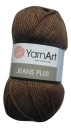 100g bavlnená akrylová priadza Jeans Plus 70 hnedá