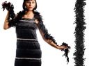 HRUBÝ pierkový boa šál, čierny, Black Burlesque, 180 cm