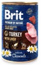 Krmivo Brit Premium By Nature Morčacie a pečeňové mokré krmivo pre psov 400 g