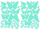 Nálepky na stenu BOTTERFLIES - 56 ks - mint