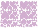 Nálepky na stenu HEARTS - 68 ks - lila