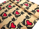 MG TK záclona SATIN BLACK CATS HEARTS lososová 145
