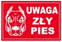 TANIER POZOR BAD DOG 20x30 dibond doska ČERVENÁ