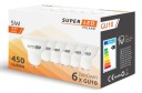 6x GU10 5W SuperLED 475lm 45W LED žiarovka