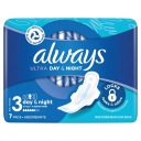 Hygienické vložky Always Ultra Day&Night s krídelkami, 7 ks.