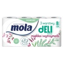 Toaletný papier MOLA Jemný, mäkký a odolný, 3-vrstvový, 8 kotúčov