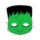Potlačená papierová maska ​​HALLOWEEN frankov FRANKENSTEIN