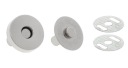Magnetická spona okrúhla 18 mm, pripevnená k taške, strieborný nikel