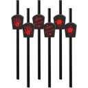 Papierové slamky BLOOD happy HALLOWEEN black x6