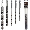 VŔTAČKY DO KOVU HRUBÉ 4-10MM HSS HEX 1/4” SADA 5 KS.