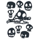 HALLOWEEN fólie NÁLEPKY čierne LEBKY lebky A4