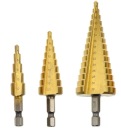 KROKOVÉ KUŽELOVÉ VŔTAČKY 4-32MM SADA x3 VŔTAČKY KOVOVÉ VŔTAČKY HSS HEX NZ16