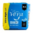 Ultra NIGHT Mäkké hygienické vložky na noc VERA s krídelkami 8+2 kusy