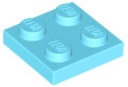 LEGO TANIER 2X2 - STREDNE AZURET Č. 3022 - 10 KS.