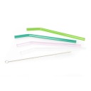 Sada RIJO farebných sklenených slamiek s čističom, 4ks HOMLA