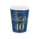 HAPPY BIRTHDAY PAPIEROVÝ POHÁR 40 NAVY 220ML 6KS