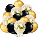 Priehľadné balóny s konfetami GOLD BLACK narodeniny 1-99 narodeniny 12 ks