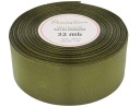 Ozdobná stuha saténová 38mm 32mb olivovo zelená
