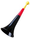 Ventilátorová trúbka čierno-červeno-žltá skladacia 55 cm vuvuzela super hlasná