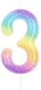 OMBRE narodeninová tortová sviečka ČÍSLO 3