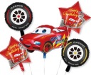 CARS fóliový balón CARS 1-99 narodeninové balóny HAPPY BIRTHDAY ZYGZAG 5 ks