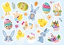 EASTER Easter Stickers Easter Eggs Bunny Chicken Mix 15 kusov A5