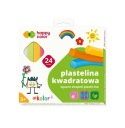 Štvorcová školská plastelína, 24 farieb, Happy Co