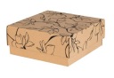 Veko a dno krabice 200x200x80mm KRAFT FLOWERS potlač