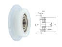 Plastová rolka s priemerom príruby 45mm, priemer 10mm